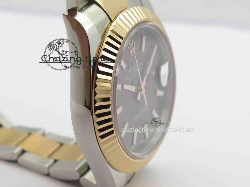 DateJust II 41mm SS RG BP Maker Best Edition Dark Gray Sticks Dial On SS RG Bracelet SA3136