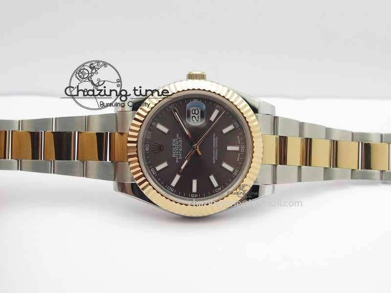 DateJust II 41mm SS RG BP Maker Best Edition Dark Gray Sticks Dial On SS RG Bracelet SA3136