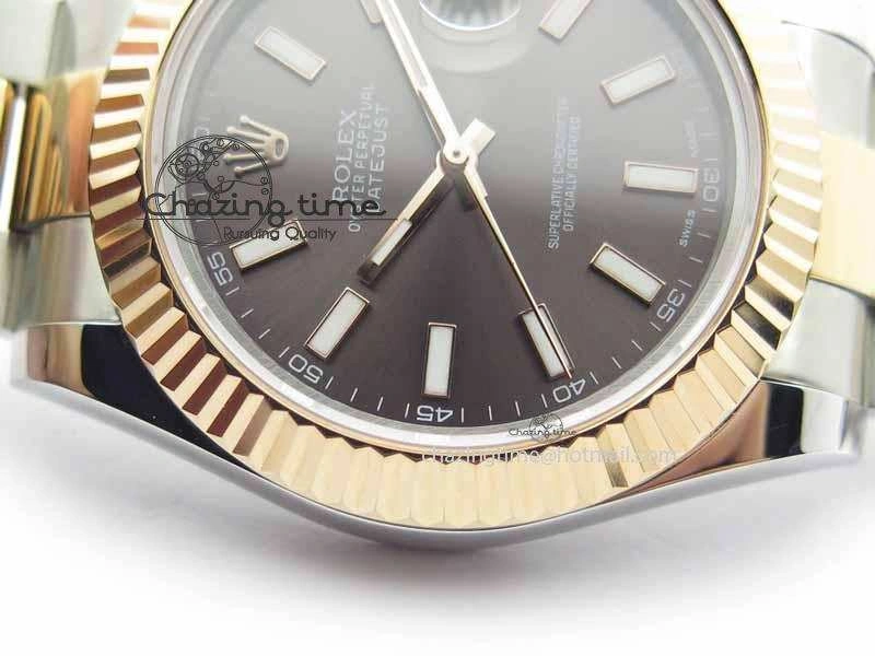 DateJust II 41mm SS RG BP Maker Best Edition Dark Gray Sticks Dial On SS RG Bracelet SA3136