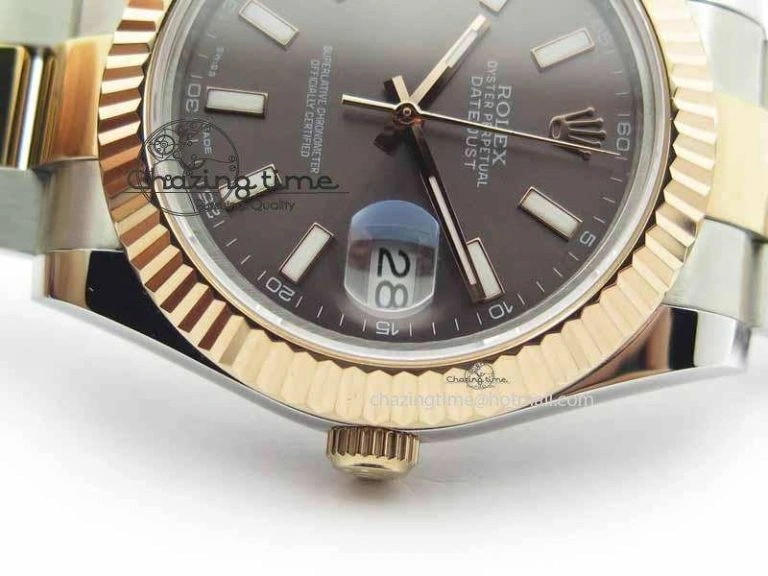 DateJust II 41mm SS RG BP Maker Best Edition Dark Gray Sticks Dial On SS RG Bracelet SA3136