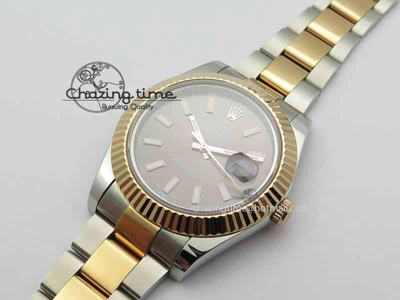 DateJust II 41mm SS RG BP Maker Best Edition Dark Gray Sticks Dial On SS RG Bracelet SA3136