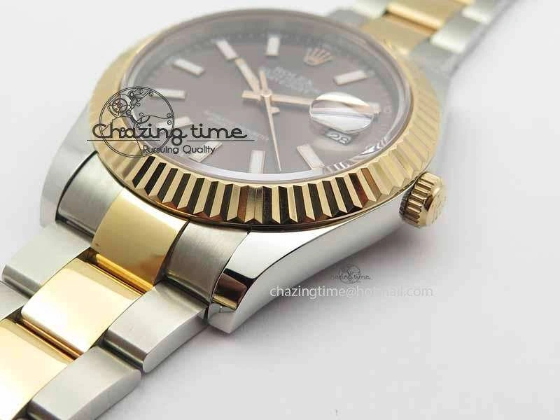 DateJust II 41mm SS RG BP Maker Best Edition Dark Gray Sticks Dial On SS RG Bracelet SA3136