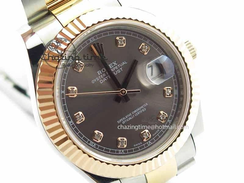 DateJust II 41mm SS RG BP Maker Best Edition Gray Diam Dial On SS RG Bracelet SA3136