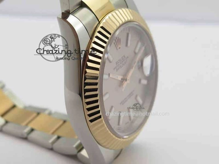 DateJust II 41mm SS RG BP Maker Best Edition Gray Sticks Dial On SS RG Bracelet SA3136