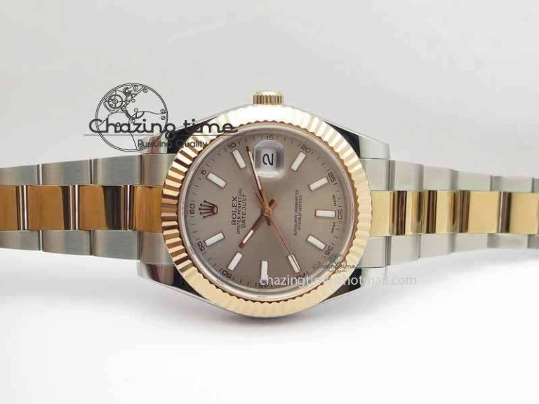 DateJust II 41mm SS RG BP Maker Best Edition Gray Sticks Dial On SS RG Bracelet SA3136