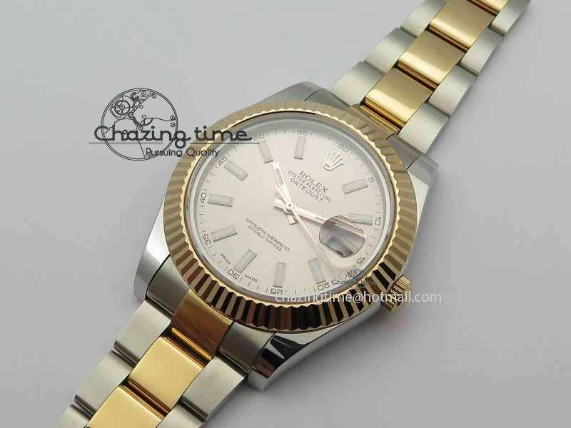 DateJust II 41mm SS RG BP Maker Best Edition Gray Sticks Dial On SS RG Bracelet SA3136