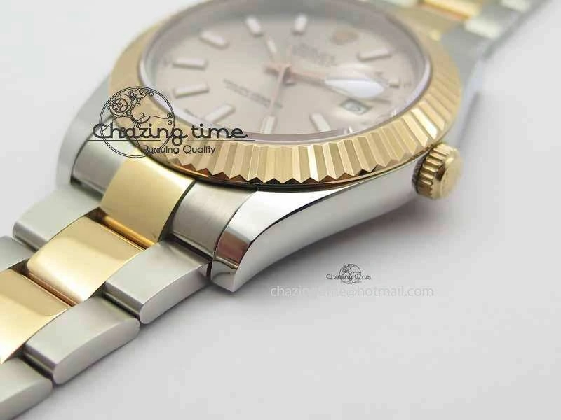 DateJust II 41mm SS RG BP Maker Best Edition Gray Sticks Dial On SS RG Bracelet SA3136