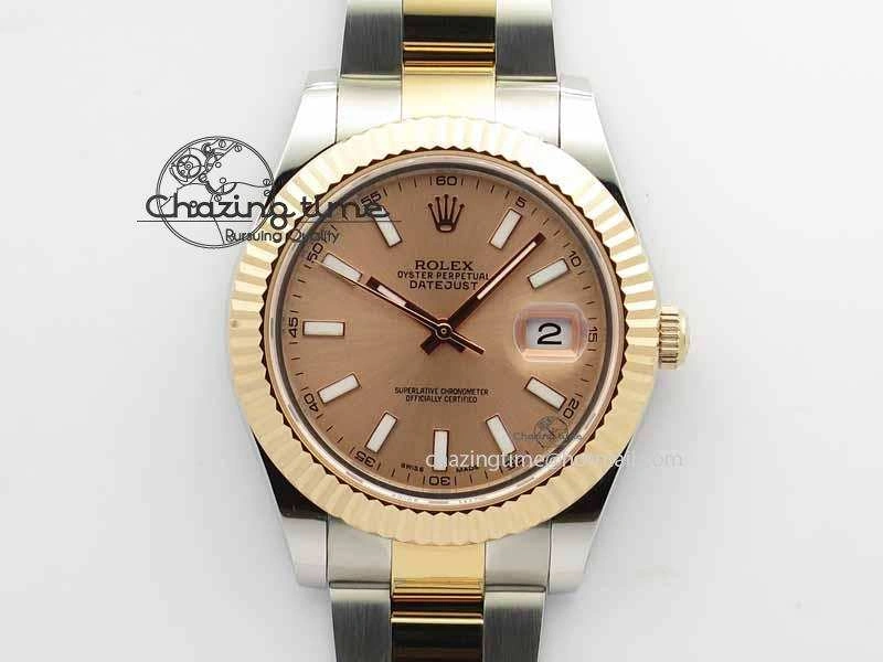 DateJust II 41mm SS RG BP Maker Best Edition Rose Gold Sticks Dial On SS RG Bracelet SA3136
