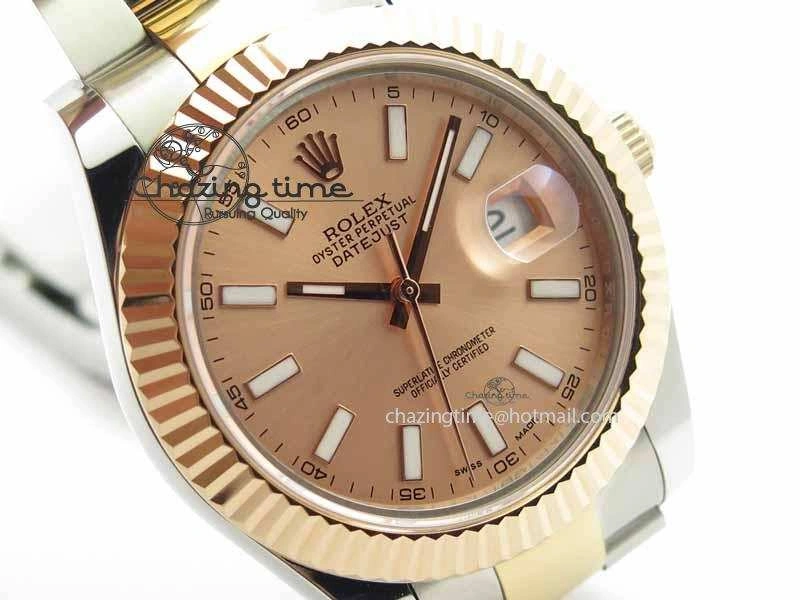 DateJust II 41mm SS RG BP Maker Best Edition Rose Gold Sticks Dial On SS RG Bracelet SA3136