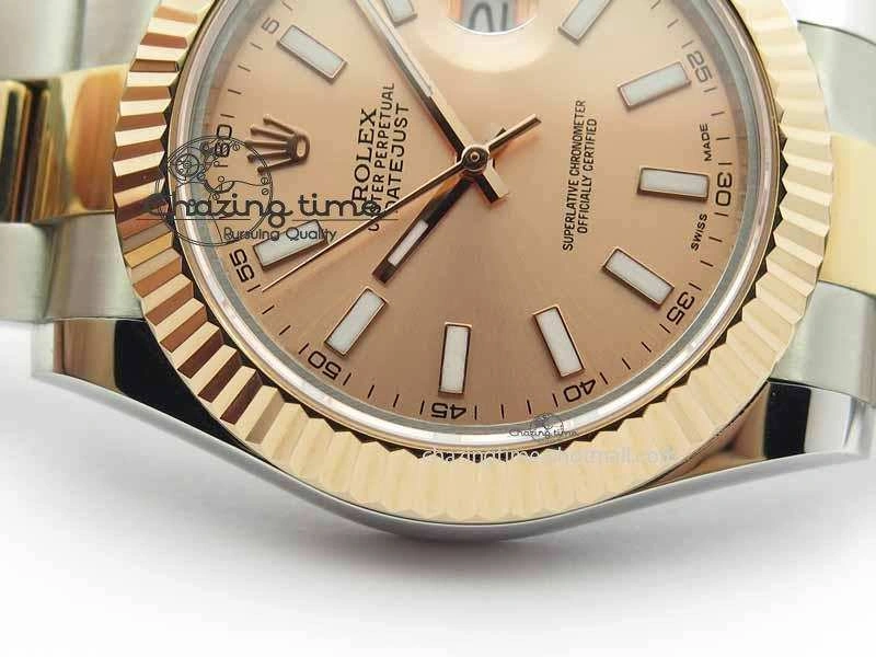 DateJust II 41mm SS RG BP Maker Best Edition Rose Gold Sticks Dial On SS RG Bracelet SA3136