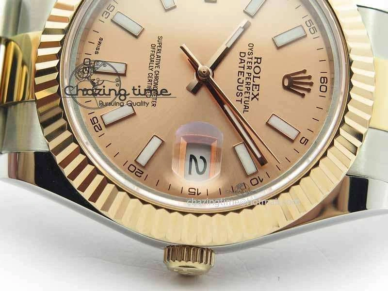 DateJust II 41mm SS RG BP Maker Best Edition Rose Gold Sticks Dial On SS RG Bracelet SA3136