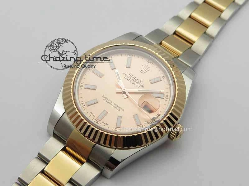 DateJust II 41mm SS RG BP Maker Best Edition Rose Gold Sticks Dial On SS RG Bracelet SA3136