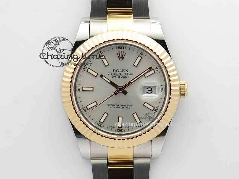 DateJust II 41mm SS RG BP Maker Best Edition Silver Sticks Dial On SS RG Bracelet SA3136