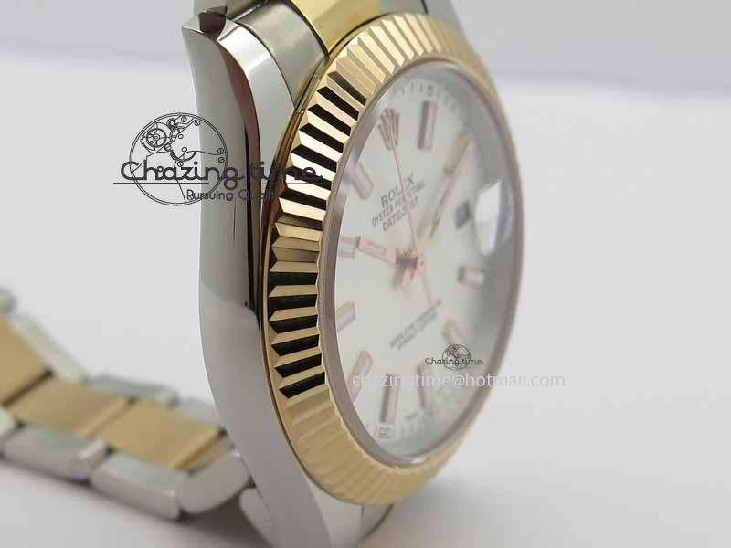 DateJust II 41mm SS RG BP Maker Best Edition Silver Sticks Dial On SS RG Bracelet SA3136