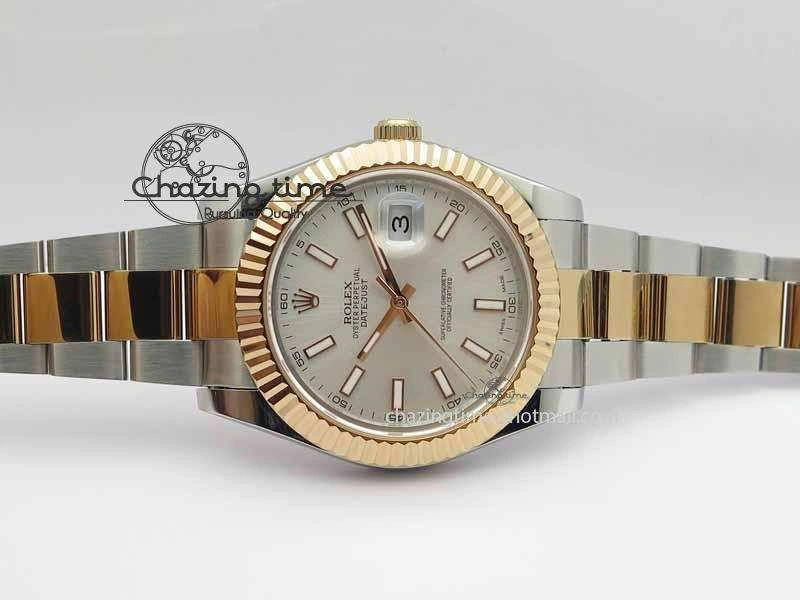 DateJust II 41mm SS RG BP Maker Best Edition Silver Sticks Dial On SS RG Bracelet SA3136