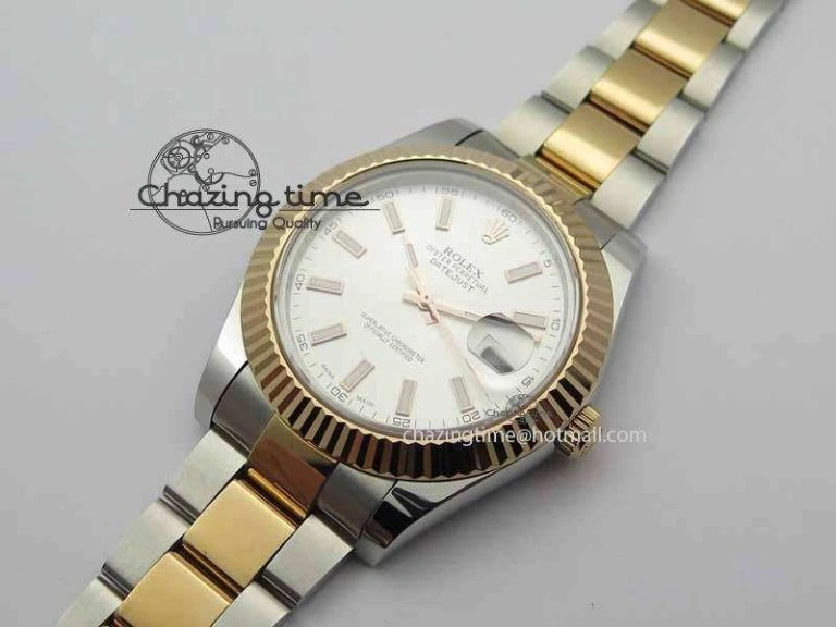 DateJust II 41mm SS RG BP Maker Best Edition Silver Sticks Dial On SS RG Bracelet SA3136