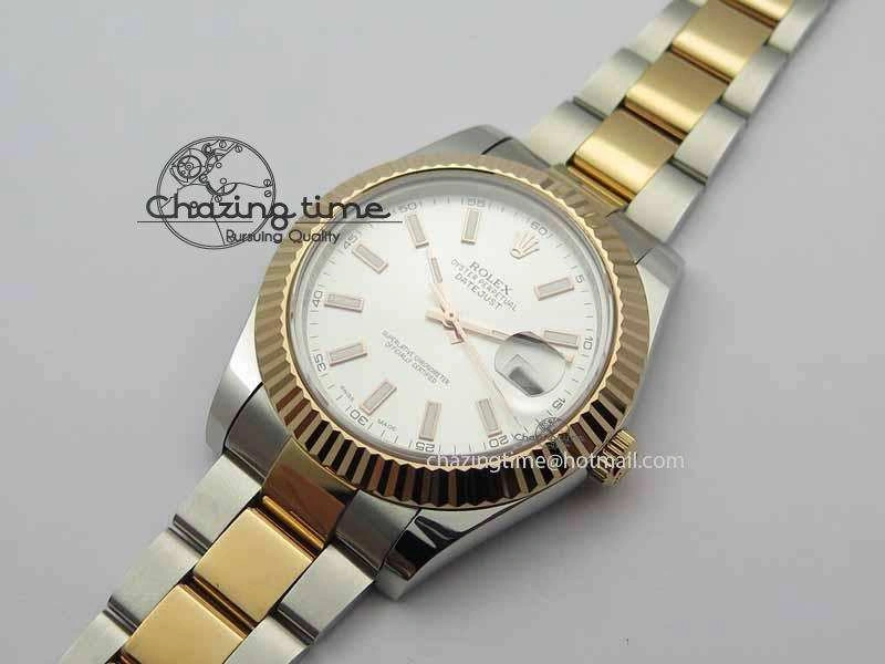 DateJust II 41mm SS RG BP Maker Best Edition Silver Sticks Dial On SS RG Bracelet SA3136