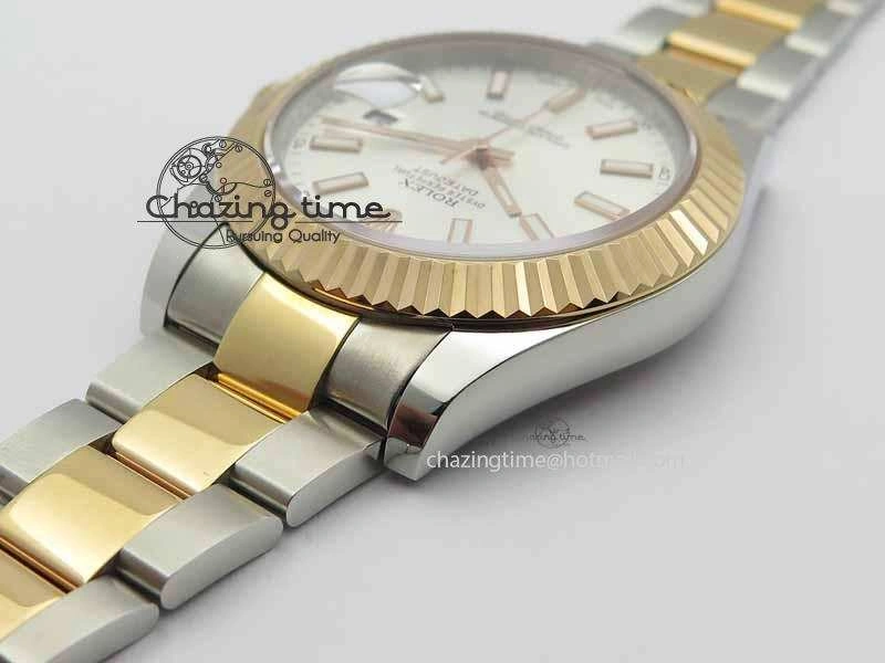 DateJust II 41mm SS RG BP Maker Best Edition Silver Sticks Dial On SS RG Bracelet SA3136