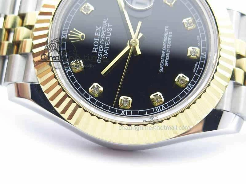 DateJust II 41mm SS YG BP Maker Best Edition Black Diam Dial On Jubilee Bracelet A2813