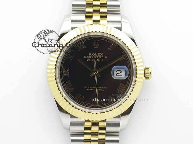DateJust II 41mm SS YG BP Maker Best Edition Black Roman Dial On Jubilee Bracelet A2813