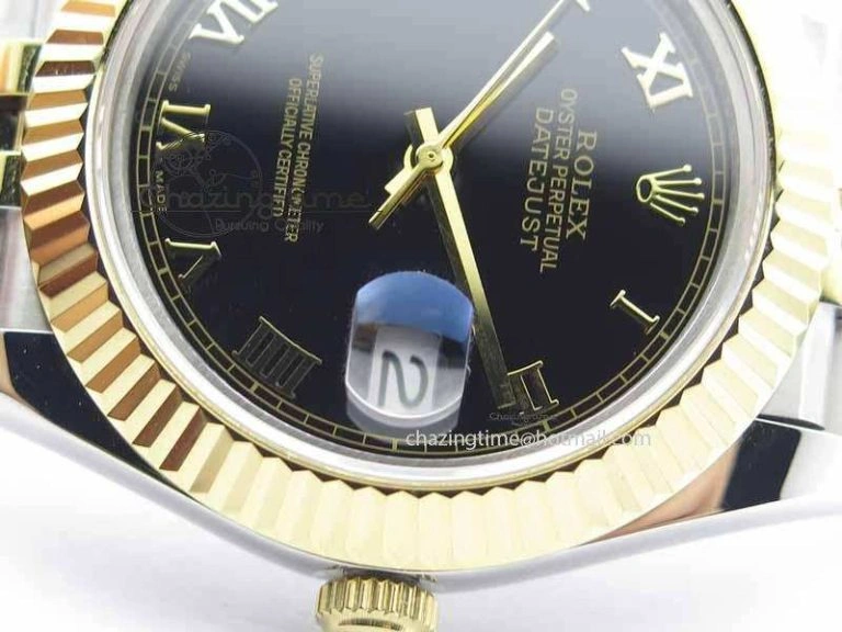 DateJust II 41mm SS YG BP Maker Best Edition Black Roman Dial On Jubilee Bracelet A2813