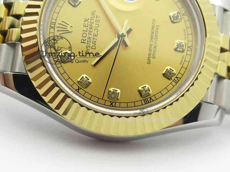 DateJust II 41mm SS YG BP Maker Best Edition Gold Diam Dial On Jubilee Bracelet A2813