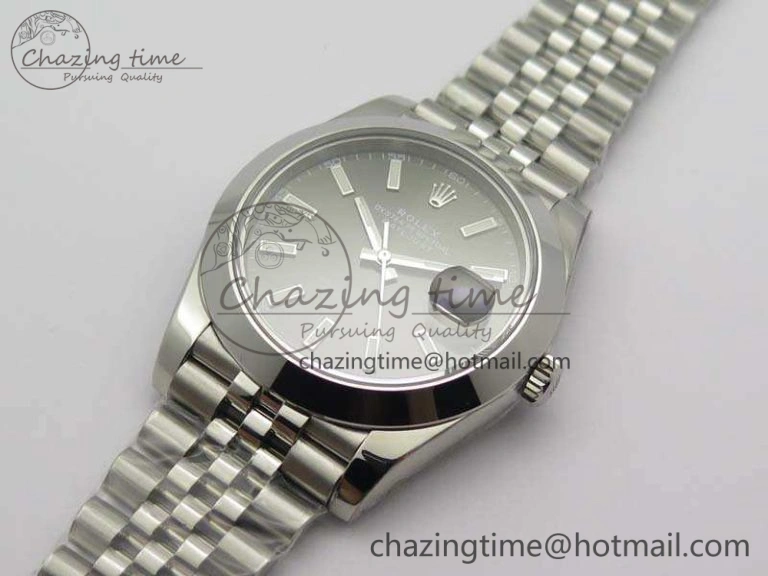 DateJust Smooth Bezel SS Noob 1:1 Best Edition Gray Sticks Dial On Jubilee Bracelet A3235