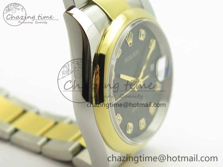 Datejust 116234 36mm DJF 1:1 Best Edition Black Com Diam Dial On SS YG Oyster Bracelet SA3135 V2