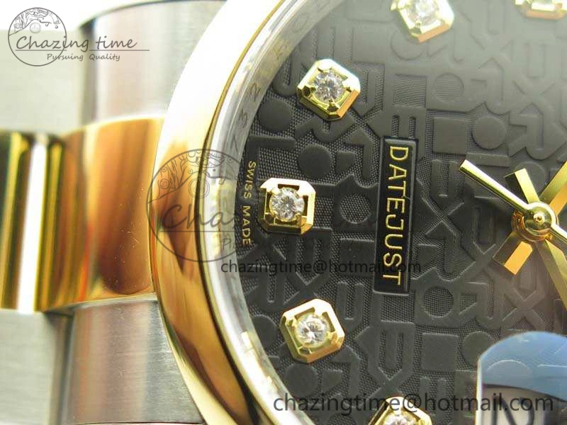 Datejust 116234 36mm DJF 1:1 Best Edition Black Com Diam Dial On SS YG Oyster Bracelet SA3135 V2