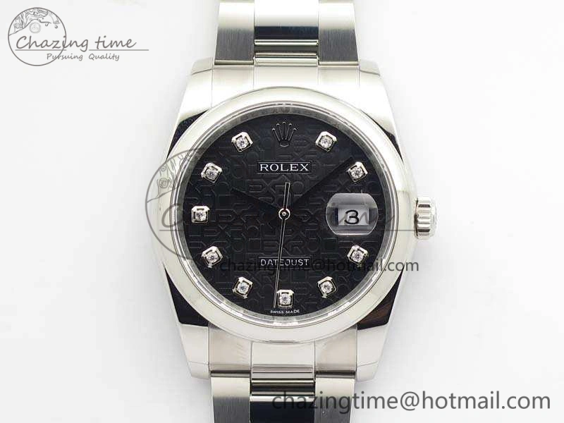Datejust 116234 36mm DJF 1:1 Best Edition Black Computer Diam Dial On SS Oyster Bracelet SA3135