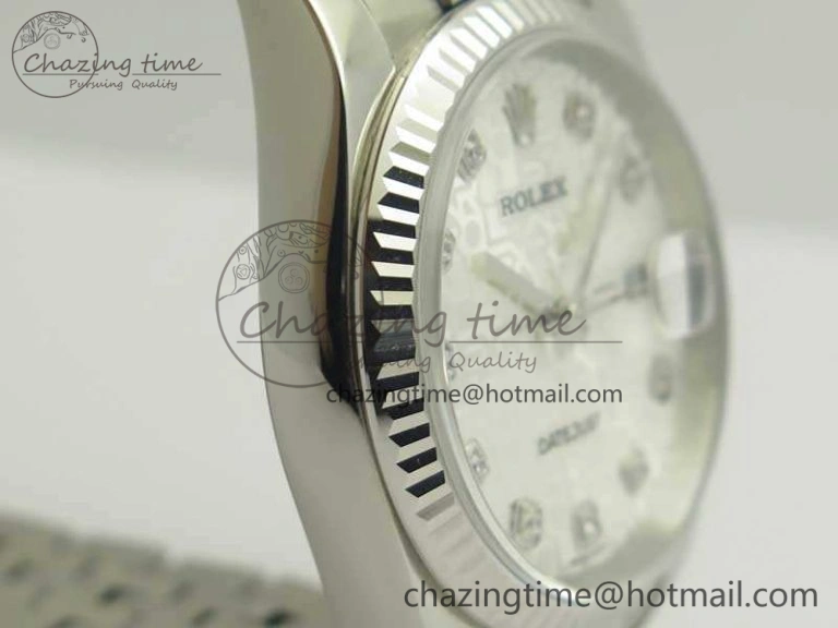 Datejust 116234 36mm DJF 1:1 Best Edition Fluted Bezel White Com Diam Dial On SS Jubilee Bracelet SA3135 V2