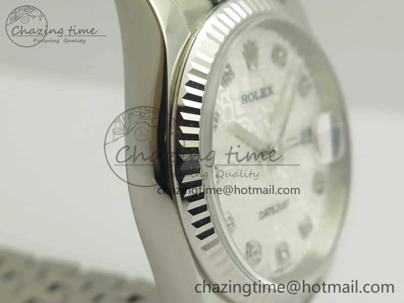 Datejust 116234 36mm DJF 1:1 Best Edition Fluted Bezel White Com Diam Dial On SS Jubilee Bracelet SA3135 V2