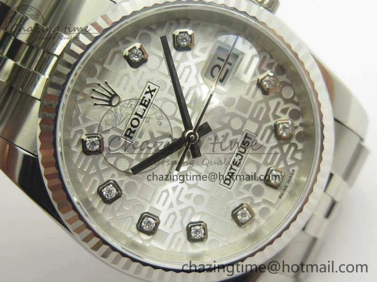 Datejust 116234 36mm DJF 1:1 Best Edition Fluted Bezel White Com Diam Dial On SS Jubilee Bracelet SA3135 V2