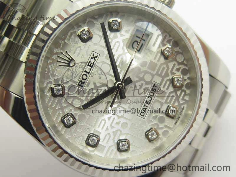 Datejust 116234 36mm DJF 1:1 Best Edition Fluted Bezel White Com Diam Dial On SS Jubilee Bracelet SA3135 V2