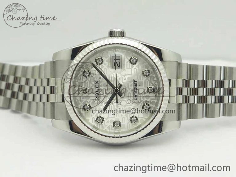 Datejust 116234 36mm DJF 1:1 Best Edition Fluted Bezel White Com Diam Dial On SS Jubilee Bracelet SA3135 V2