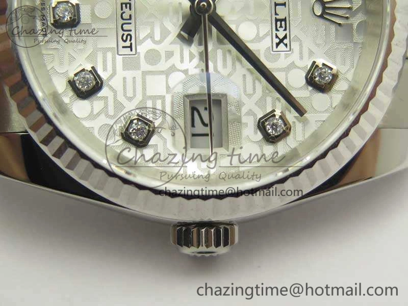 Datejust 116234 36mm DJF 1:1 Best Edition Fluted Bezel White Com Diam Dial On SS Jubilee Bracelet SA3135 V2