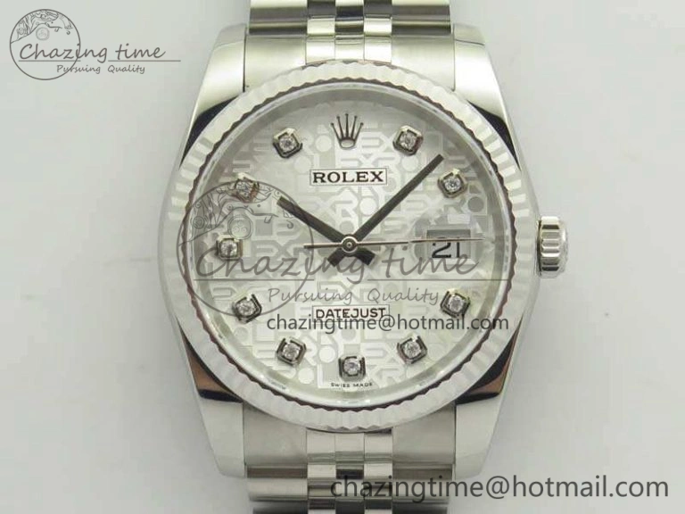 Datejust 116234 36mm DJF 1:1 Best Edition Fluted Bezel White Com Diam Dial On SS Jubilee Bracelet SA3135 V2