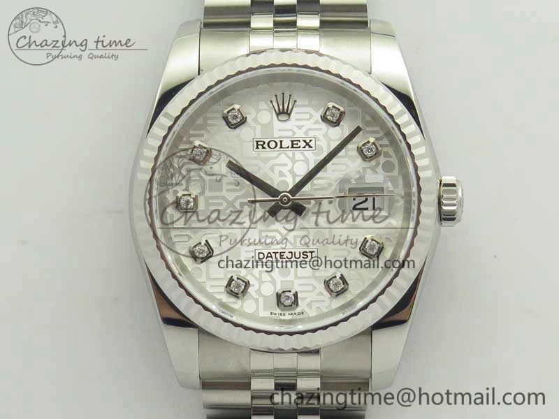 Datejust 116234 36mm DJF 1:1 Best Edition Fluted Bezel White Com Diam Dial On SS Jubilee Bracelet SA3135 V2