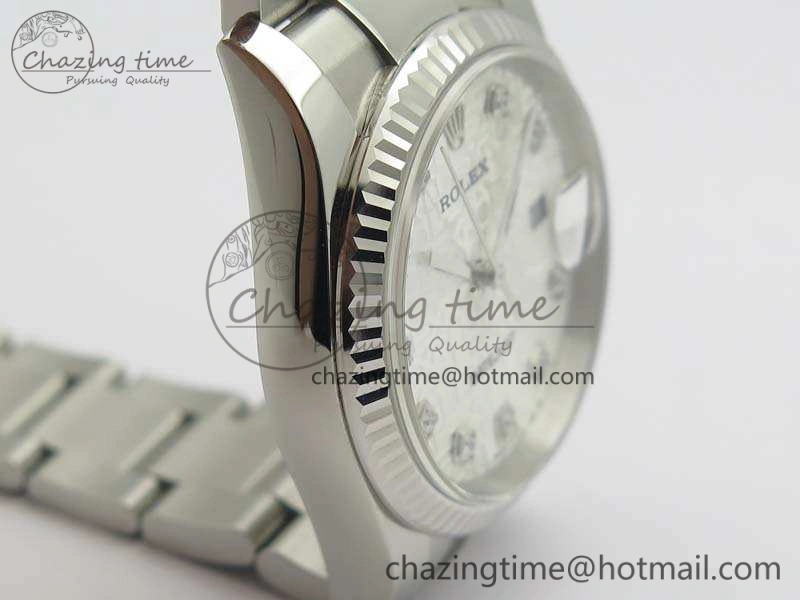 Datejust 116234 36mm DJF 1:1 Best Edition Fluted Bezel White Com Diam Dial On SS Oyster Bracelet SA3135