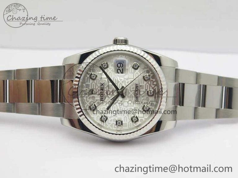 Datejust 116234 36mm DJF 1:1 Best Edition Fluted Bezel White Com Diam Dial On SS Oyster Bracelet SA3135