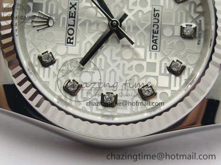 Datejust 116234 36mm DJF 1:1 Best Edition Fluted Bezel White Com Diam Dial On SS Oyster Bracelet SA3135