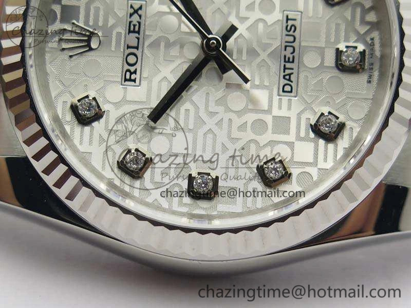 Datejust 116234 36mm DJF 1:1 Best Edition Fluted Bezel White Com Diam Dial On SS Oyster Bracelet SA3135