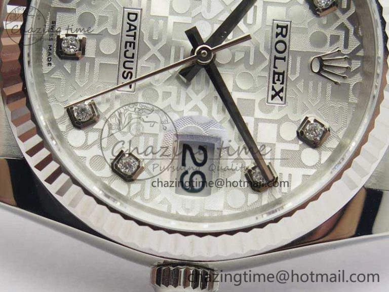 Datejust 116234 36mm DJF 1:1 Best Edition Fluted Bezel White Com Diam Dial On SS Oyster Bracelet SA3135
