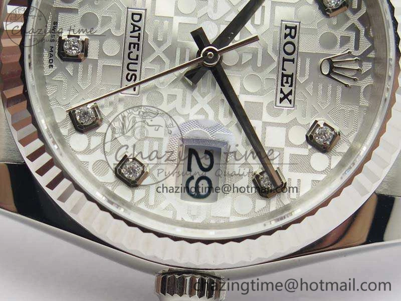 Datejust 116234 36mm DJF 1:1 Best Edition Fluted Bezel White Com Diam Dial On SS Oyster Bracelet SA3135