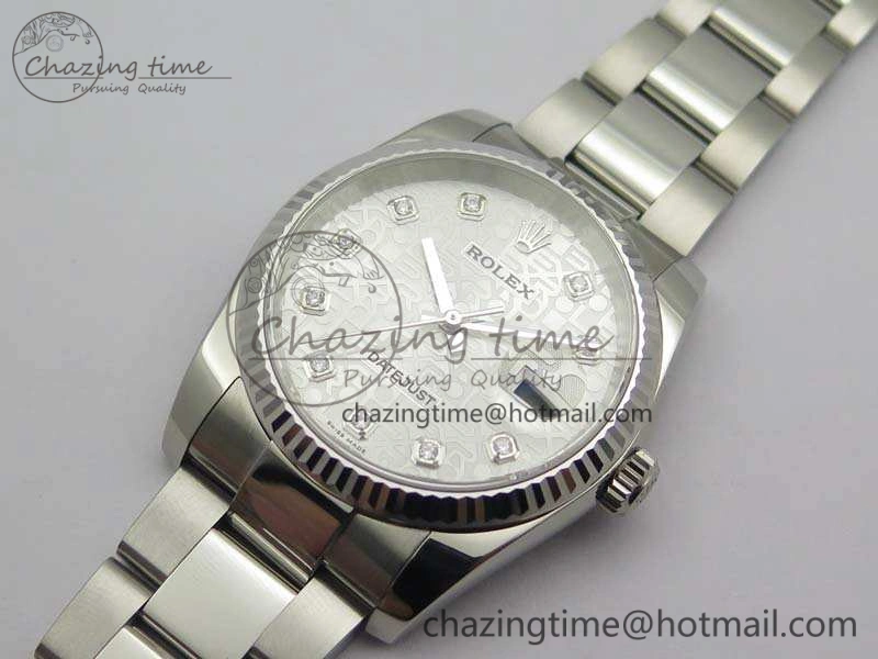 Datejust 116234 36mm DJF 1:1 Best Edition Fluted Bezel White Com Diam Dial On SS Oyster Bracelet SA3135