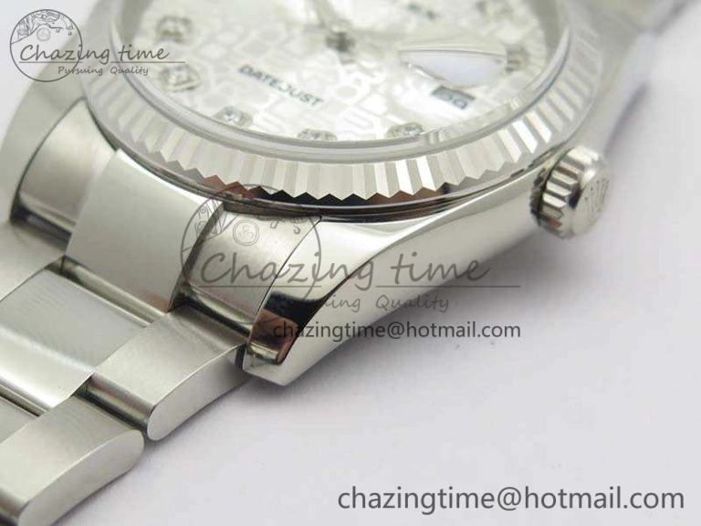 Datejust 116234 36mm DJF 1:1 Best Edition Fluted Bezel White Com Diam Dial On SS Oyster Bracelet SA3135