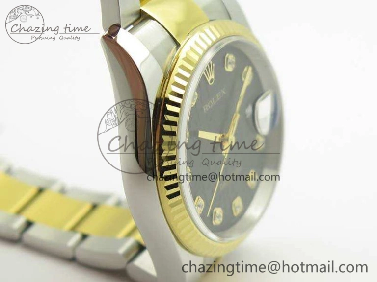 Datejust 116234 36mm DJF 1:1 Best Edition Fluted Black Com Dial On SS YG Oyster Bracelet SA3135 V2