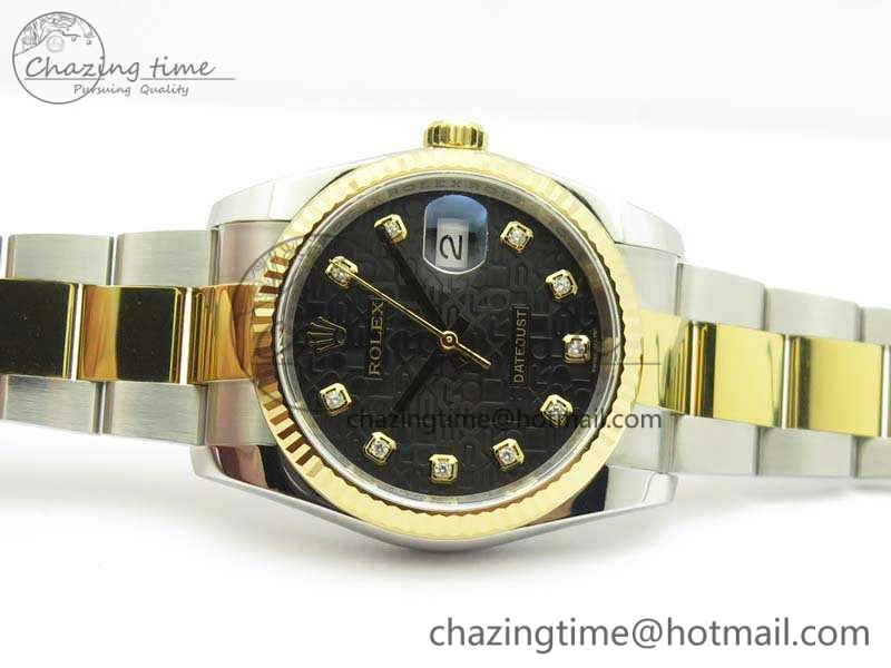 Datejust 116234 36mm DJF 1:1 Best Edition Fluted Black Com Dial On SS YG Oyster Bracelet SA3135 V2
