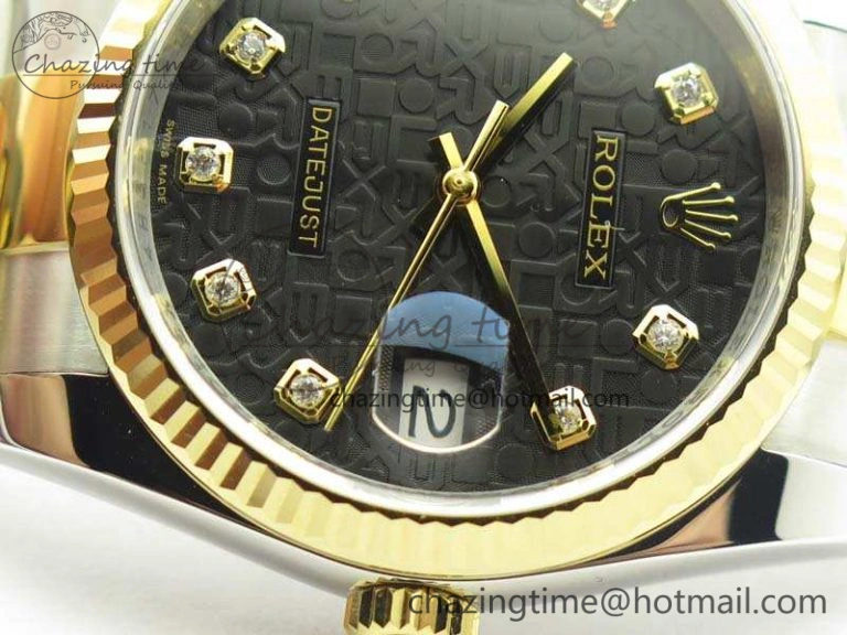 Datejust 116234 36mm DJF 1:1 Best Edition Fluted Black Com Dial On SS YG Oyster Bracelet SA3135 V2