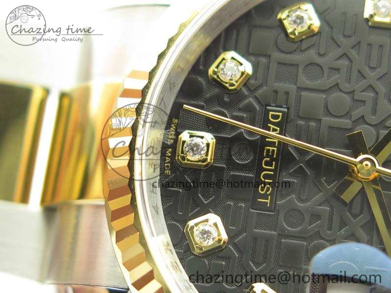 Datejust 116234 36mm DJF 1:1 Best Edition Fluted Black Com Dial On SS YG Oyster Bracelet SA3135 V2